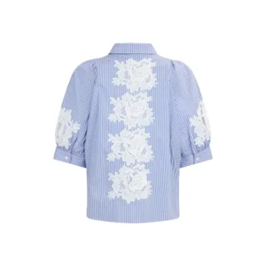 Noen Dames bloes: Blauw gestreept, broderie ( NOEN.1 )