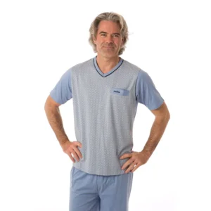 Perlina Heren Pyjama: Balder B, Blauw, Korte mouw ( LINA.134 )