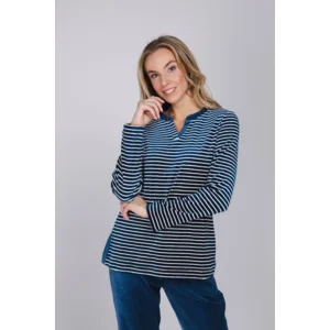Pastunette Pyjama Dames: Blauw, Gestreept, velours ( 100020 )