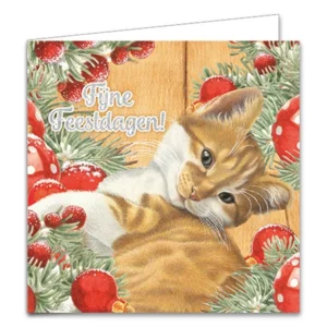 Kaarten - Kerst - Franciens katten - Moeder met 4 kittens & Binkie - 10st.