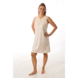 Perlina Nachthemd zonder mouwen: Asya, Blauw of Geel, 105cm, tot 5xl ( LINA.124 / LINA.125  )