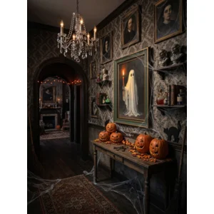 Deco Kader Spook met Verlichte Kaars 25 x 35 cm – Luxe Halloween Decoratie