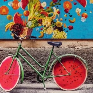Kaart - Fiets met watermeloenwielen - Galleria - VB0.3041