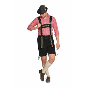 Lederhose - Johann - Zwart - Kort - Verstelbare bretels - XL