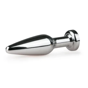 EasyToys Metalen Buttplug Zilver Met Heldere Kristal 11 cm