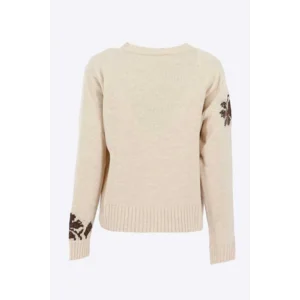 Signe Nature Dames trui: Beige met bruine bedrukking ( Signe.1399 )
