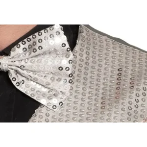 Gilet & vlinderstrik - Disco - Zilver - Glanzend - XXL