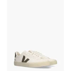 Veja Campo Leather Wit/Groen Damessneakers
