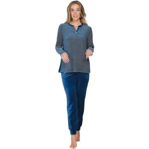 Pastunette Pyjama Dames: Blauw, Gestreept, velours ( 100020 )