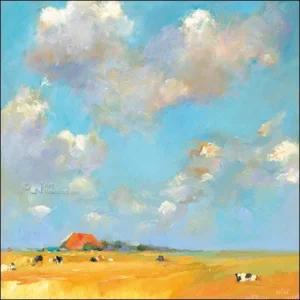 Kaartenmapje - 2 x 4 designs - Dinie Boogaart - Lucht en land - 12x12cm