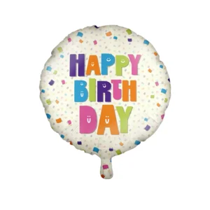 Folieballon - Happy Birthday - Confetti - 46cm