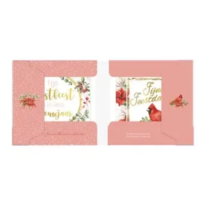 Kaarten - Kerst - Janneke Brinkman - Bloemenkrans & rode kardinaal - 10st.