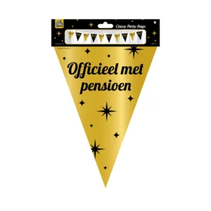 Vlaggenlijn - Pensioen - Goud, zwart - 10m