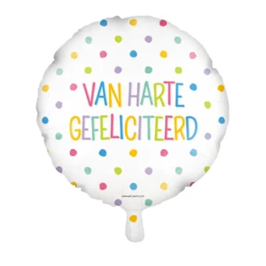 Folieballon - Van harte gefeliciteerd - Stippen - 46cm