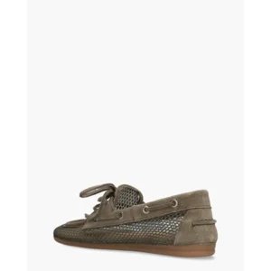 Posa Boat Loafer Mesh Khaki Dames Veterschoenen