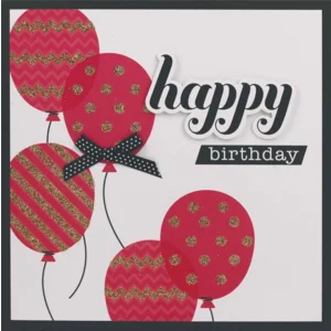 Kaart - Happy birthday, roze ballonnen - Glitter & Glamour - SQA.3009