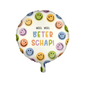 Folieballon - Heel veel beterschap - Smileys - 46cm