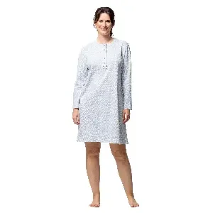 Egatex dames nachthemd: Blauw geprint, 100cm, interlock ( EGA.512 )