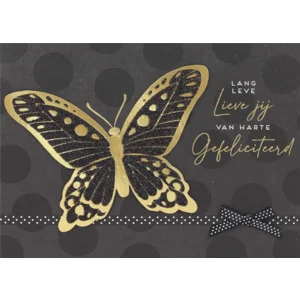 Kaart - Gefeliciteerd, vlinder - Glitter & Glamour - LLE.3020