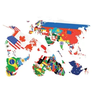 Wereldkaart muursticker Vlaggen