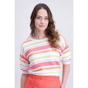 Signe Nature zomer pull: Gestreept, Koraal ( Signe.1380 )