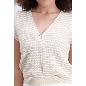 Signe Nature Kleed: Beige Cardigan SIGNE.1374
