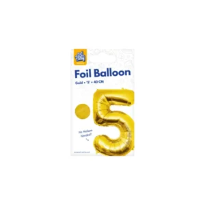 Folieballon - 5 jaar - Goud - 40cm - Niet geschikt voor helium