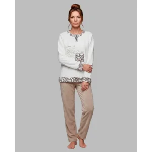Egatex Pyjama Dames: Beige / ecru, Warme Fleece ( EGA.541 )
