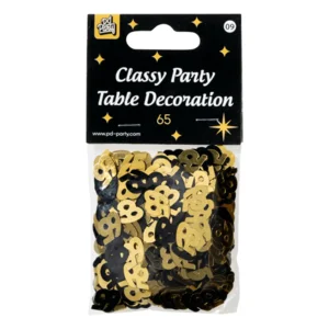 Tafeldecoratie - 65 jaar - Confetti - Goud / zwart