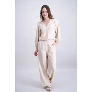 Signe Nature Zomer broek: Beige, elastiek in de lenden ( Signe.1388 )