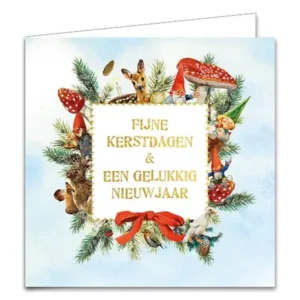 Kaarten - Kerst - Rien Poortvliet - Sneeuwbol vogelhuis & collage - 10st.