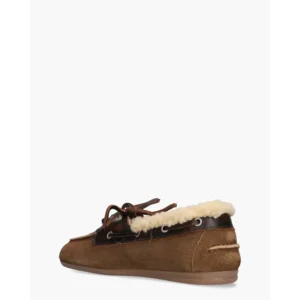 Posa Boat Loafer Brushed Fur Bruin Dames Veterschoenen