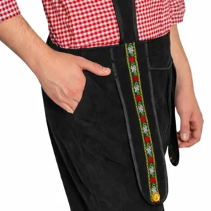Lederhose - Johann - Zwart - Kort - Verstelbare bretels - M