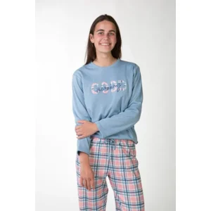 Perlina Pyjama Dames: Willow A2, Blauw, Interlock Brushed ( LINA.152 )