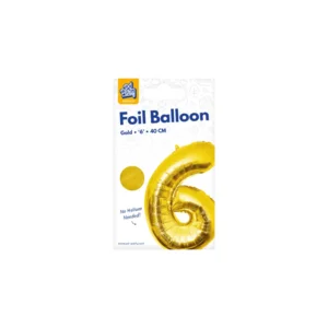 Folieballon - 6 jaar - Goud - 40cm - Niet geschikt voor helium