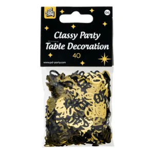 Tafeldecoratie - 40 jaar - Confetti - Goud / zwart