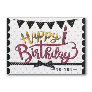 Kaart - Happy birthday - Glitter & Glamour - LLA.3001