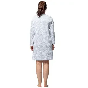 Egatex dames nachthemd: Blauw geprint, 100cm, interlock ( EGA.512 )