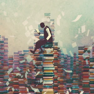 Kaart - Lezer op stapel boeken - Galleria - VB0.3038