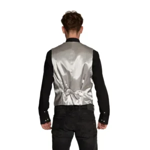 Gilet & vlinderstrik - Disco - Zilver - Glanzend - XXL
