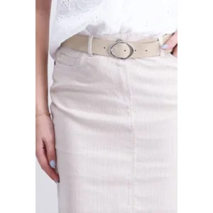 Signe Nature Rok: Beige gestreept, knie lengte ( Signe.1386 )
