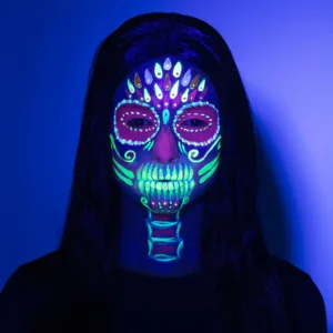 Bright Skull UV Schminkset – 3 kleuren – Glow Make‑up voor Halloween & Day of the Dead