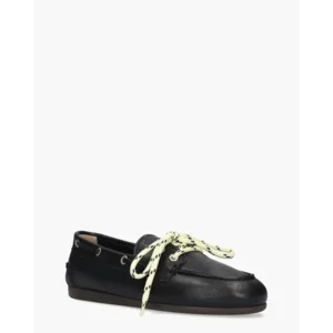 Posa Boat Loafer - Soft Leather Zwart Dames Veterschoenen