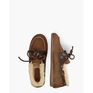 Posa Boat Loafer Brushed Fur Bruin Dames Veterschoenen