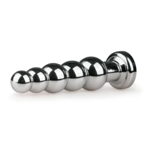 EasyToys Geribbelde Metalen Buttplug Zilver Met Kristal 14 cm
