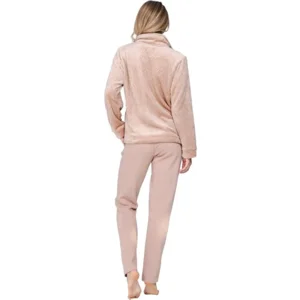 Pastunette dames Home wear: Licht beige, met rits, Lekker warm ( tot maat 54 ) ( PAS.198 )
