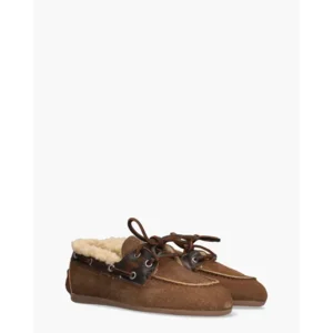 Posa Boat Loafer Brushed Fur Bruin Dames Veterschoenen