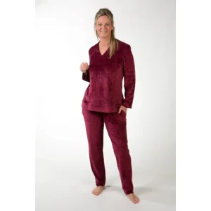 Perlina Sienna velours damespyjama in bordeaux