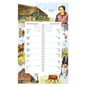 Kalender - Klederdracht, LLDB - Rien Poortvliet - Omleg op schild - 2027 - 21x34cm