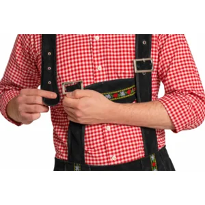 Lederhose - Johann - Zwart - Kort - Verstelbare bretels - M